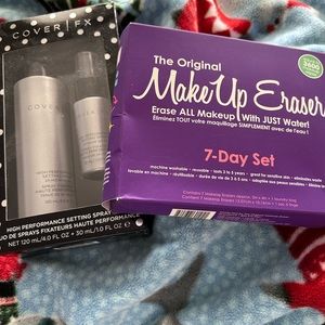 Cover Fx high performance setting spray and makeup eraser towels